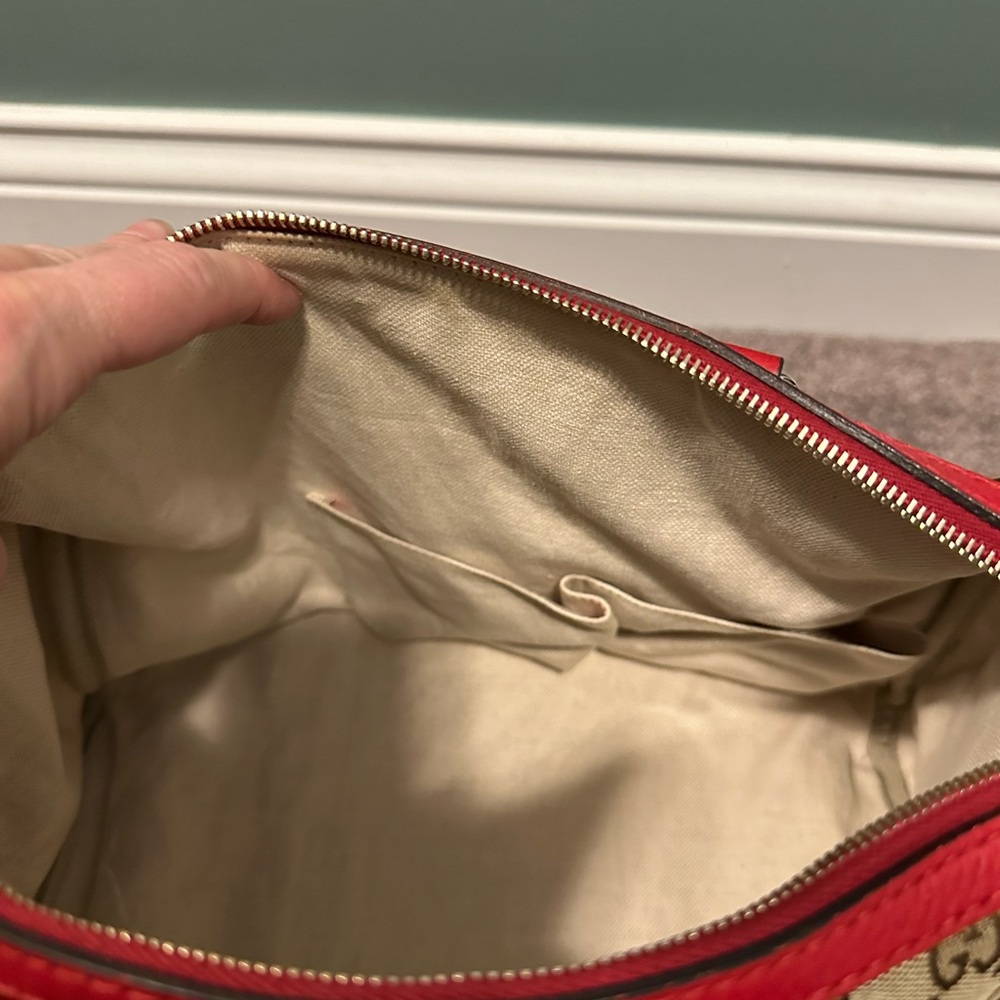 Gucci Boston bag brown monogram with red leather - Picture 11 of 16